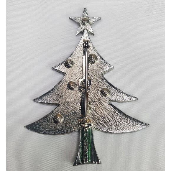 Vtg Tancer II Enamel And AB Rhinestone Christmas Tree Brooch Signed - Picture 4 of 6
